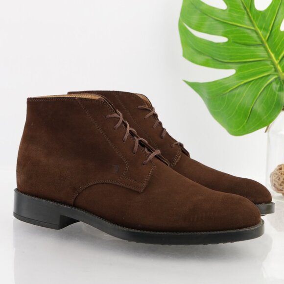 TODS Mens Chukka Boots Size 10 Brown Suede Lace Up Plain Toe Comfy Dress Shoes - Picture 13 of 13